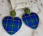 Lenora Dame Handmade in USA Plaid Heart Statement Earrings