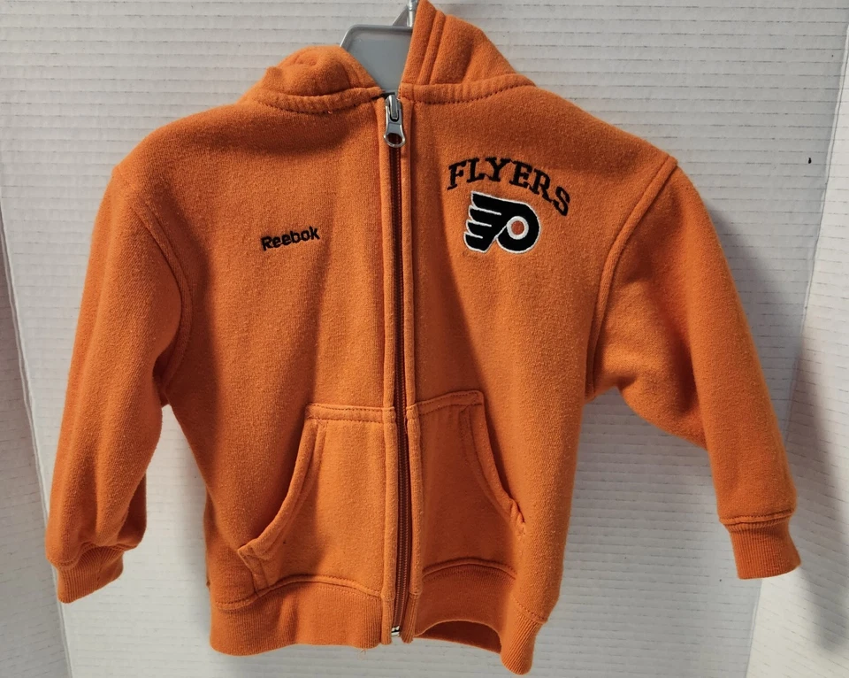 Philadelphia Flyers Reebok Orange Full Zip Hoodie Sweatshirt Size 12 Months - Image 1 of 4