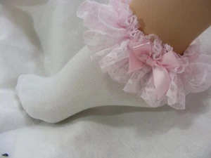 sissy adult baby frilly PINK ankle socks fancy dress kawaii cosplay men ladies  - Picture 1 of 24
