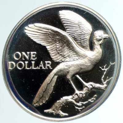 1972 TRINIDAD and TOBAGO Rufous-vented Chachalaca BIRD Proof Dollar Coin i103246 - Image 1 of 3