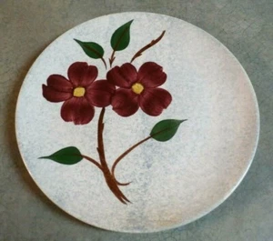 BLUE RIDGE SOUTHERN POTTERIES RARE DESIGN (MAY FLOWER) ON SPONGE GRAY PLATE 9 1 - Picture 1 of 5