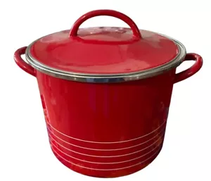 Copco Red Enamel Stockpot 5 Qt Pot Lid Sam Lebowitz Design Spain (e7) - Picture 1 of 8
