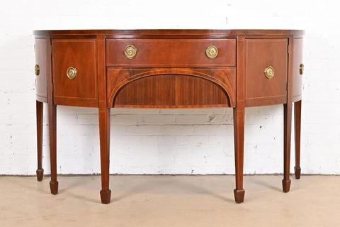 Baker Furniture Federal Inlaid Mahogany Demilune Sideboard Cover