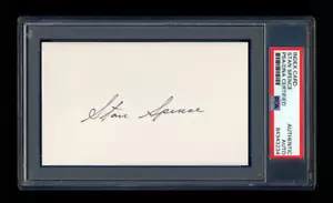 STAN SPENCE SIGNED INDEX CARD MINT PSA/DNA 4 X ALL STAR WASHINGTON SENATORS WWII - Picture 1 of 1