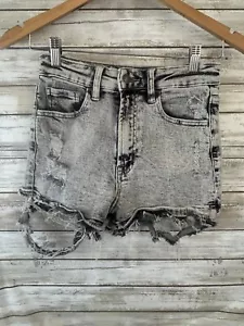 Pantalones Cortos Vervet Talla S Pequeños Negro Ácido HI Rise Denim Distressed Destroyed j286 - Imagen 1 de 3