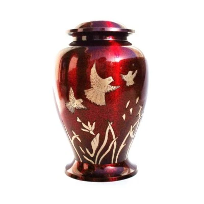 Birds In Flight Red Color Big Funeral Urn - Image 1 of 4