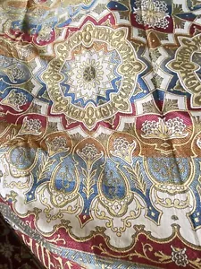 Piano Shawl Scarf - Couch Throw - Table Covering Cloth - Red Blue Gold Designer - Picture 1 of 5