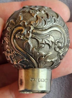 Pommeau anglais de canne ou ombrelle en argent massif BIRMINGHAM sterling silver - Photo 1/4