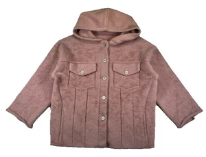 Stussy Women’s Fuzzy Fleece Hooded Jacket Stretch 3/4 Sleeve - Picture 1 of 8