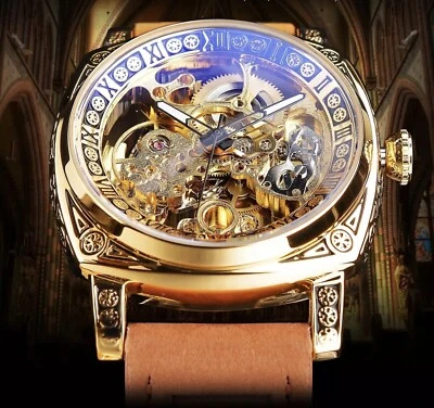 Reloj Impermeable Forsining Hombre Automático Cuadrado Retro Tallado Esqueleto Lujo Foto 1 de 4