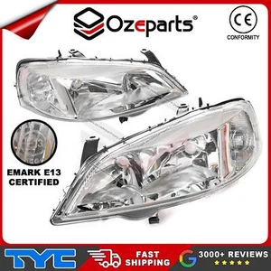 Pair LH+RH Head Light Lamp Chrome For Holden Astra TS Sedan Hatch 98~04 EMark - Picture 1 of 5