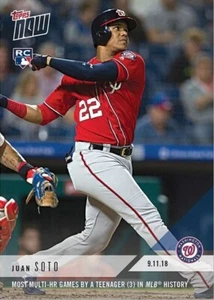 2018 TOPPS NOW #717 JUAN SOTO RC MOST MULTI-HR GAMES BY A TEEN IN MLB HISTORY - Picture 1 of 1