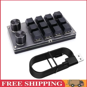 12 Key 2 Knob Programming Macro Knob Keyboard Hotswap Keypad (Black USB) - Bild 1 von 12