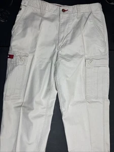 Vintage Tommy Jeans Hose Actual 32x32 Creme Baggy Y2K Tommy Hilfiger Cargo - Bild 1 von 9