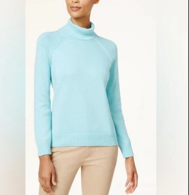 Suéter Karen Scott azul pastel cuello alto grande para mujer Foto 1 de 4