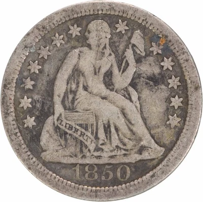 Moeda de dez centavos de prata 1850-O Liberty Seated muito bom estado não certificada #303 - Imagem 1 de 2