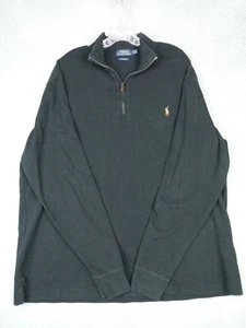 Polo Ralph Lauren Mens Large Black Estate Rib Quarter Zip Pullover Sweater - Picture 1 of 10