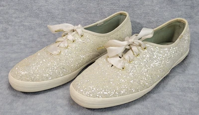 Zapato Keds Kate Spade Plateado Brillo Marfil Informal Parte Superior Baja Para Mujer Talla 9.5 COMO NUEVO Foto 1 de 4