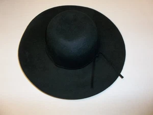 Francesca’s Wollfilz Schlapphut schwarz breite Krempe geflochtenes Band Damen Neu mit Etikett - Bild 1 von 6