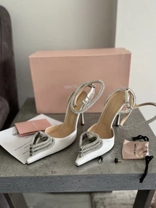 Sandalias de tacón de aguja Mach & Mach para mujer de cristal triple corazón blancas Reino Unido 5 nuevas - Imagen 1 de 17