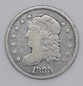 1835 Capped Bust Half Dime 5C - frühe US-Silbermünze - feines Originalbeispiel - Bild 1 von 17