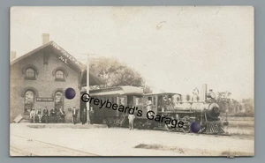 Depósito de estación de tren de ferrocarril RPPC NEW HAVEN JUNCTION VT 1907 foto postal real - Imagen 1 de 2
