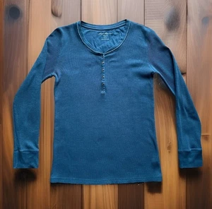 Camisa Térmica EDDIE BAUER Para Mujer Talla L Calce Ajustado Azul Waffle Henley Terciopelo Borde - Imagen 1 de 10