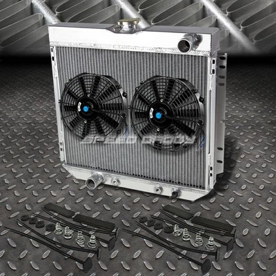 3-ROW ALUMINUM RADIATOR+2X 7" FAN KIT FOR FORD PINTO MERCURY COMET/COUGAR l6/V8 - Image 1 of 4