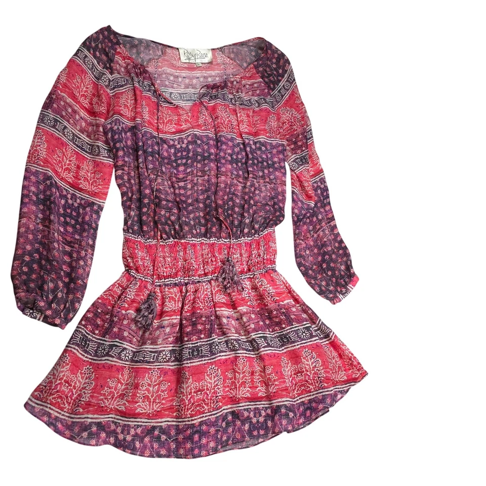 Rory Beca 迷你衬衫连衣裙弹性磨砂腰女式 M 码丝绸混纺  — 第 1/4 张图片