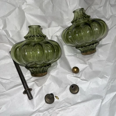 Piezas de lámpara de cristal verde vintage años 70 Foto 1 de 4