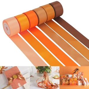 Terracotta Ribbon 6 Rolls 1 inch Orange Double-Faced Satin 30 Yards Total - Picture 1 of 7