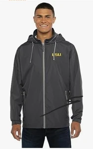 Men's Collegiate (LSU) Lightweight Packable Hooded Rain Resist Windbreaker Gift - Picture 1 of 5