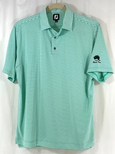 FootJoy Bent Tree Mens Short Sleeve Green White Stripe Polo Golf Shirt L - Picture 1 of 10