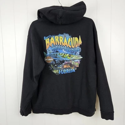 Harley Davidson Hoodie Black Barracuda St Petersburg Clearwater FL CUT 2XL - Image 1 of 2