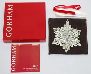 2010 Gorham Sterling Annual Christmas Snowflake Ornament w/ Box & paper - Picture 1 of 6