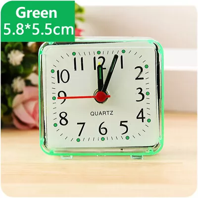 Small Travel Alarm Clock Analog Battery Operated Silent No Ticking Snooze Light - Image 1 of 4