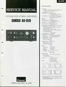 Amplificatore stereo integrato Sansui modello AU-819 manuale di servizio - Foto 1 di 3