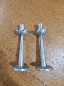 Vintage Ornate Norsk Tinn Pewter Candlesticks PAIR made in Norway 8" - Picture 1 of 7