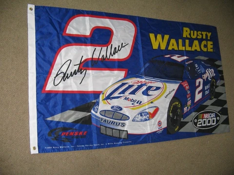 Rusty Wallace Miller Lite Flag Banner Nascar Racing 2000 Grommats 35"x62" UNUSED Cover