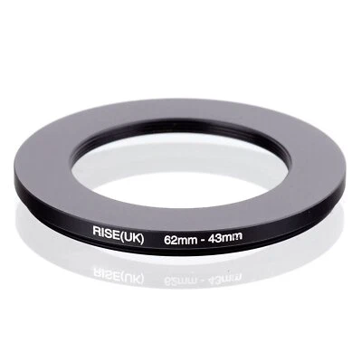 RISE(UK) 62mm-43mm 62-43 mm 62 to 43 Step down Ring Filter Adapter black - Image 1 of 3