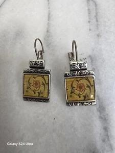 Vintage Brighton Florence Earrings Yellow Floral Dangle Drop - Picture 1 of 6