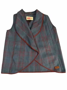 Vintage Stormy Kromer Wasserfall Weste Damen Gr: L grün rot Glen Plaid hergestellt in den USA - Bild 1 von 14