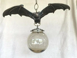 FABULOUS! #100 BAT CHANDELIER Bronze Gothic w/Globe! My most popular model! - Picture 1 of 10