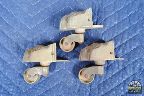 Brass Claw Foot Furniture Casters, Set of Three, 1 1/8" Cover