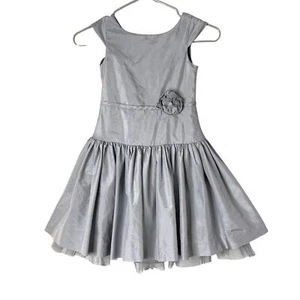 Janie & Jack Special Occasion Tulle Sleeveless Dress Silk Easter Spring Silver 5 - Picture 1 of 12