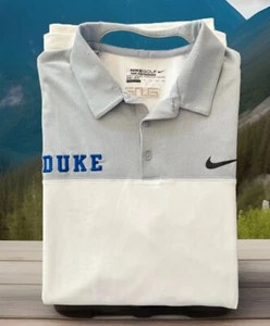 Duke Blue Devils Nike Golf Tour Performance Polo Men's White Gray Sz XL Dri Fit - Picture 1 of 10