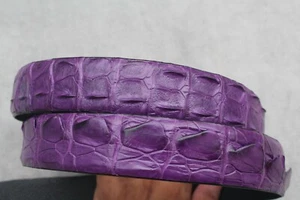 Cinturón HOMBRE de cuero estampado cocodrilo cocodrilo cocodrilo púrpura sin articulaciones - Imagen 1 de 5