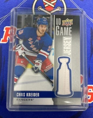 Chris Kreider 2019-20 Upper Deck NHL 🏒 WHITE UD GAME JERSEY GJ-CK Rangers QTY🔥 - Image 1 of 3
