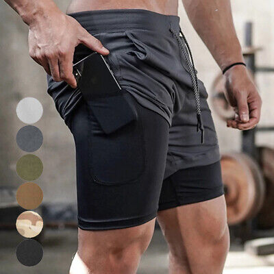 UK Mens Soft Sports Running Shorts Gym Training Fitness Bottoms With Pockets • 8.70£