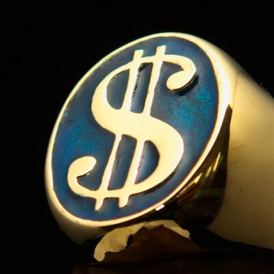 US DOLLAR RING, MENS COSTUME RING, WALL STREET RING, BLUE USD SYMBOL - SIZE 10.5 - Image 1 of 4